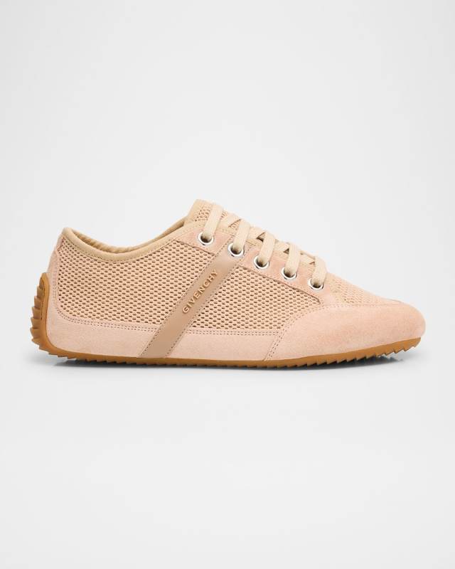 Mesh And Suede Slim Low-Top Sneakers